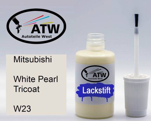 Mitsubishi, White Pearl Tricoat, W23: 20ml Lackstift, von ATW Autoteile West.